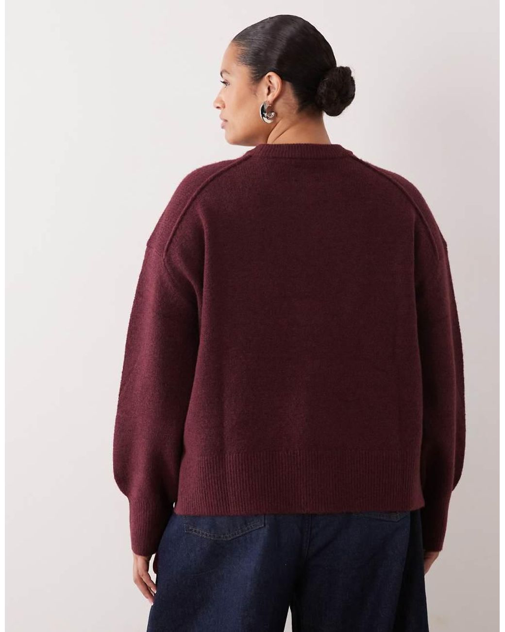 ASOS Red Asos Design Curve Relaxed Jumper With Side Split Detail
