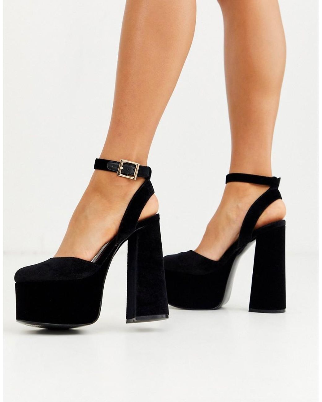 ASOS DESIGN Sutton slingback mid block heels in black | ASOS