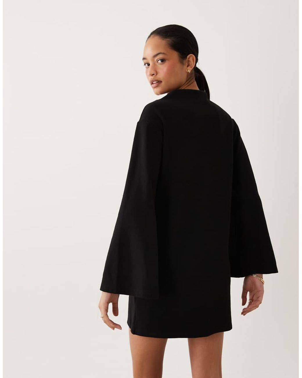ASOS Black Supersoft Wide Sleeve Mini Dress