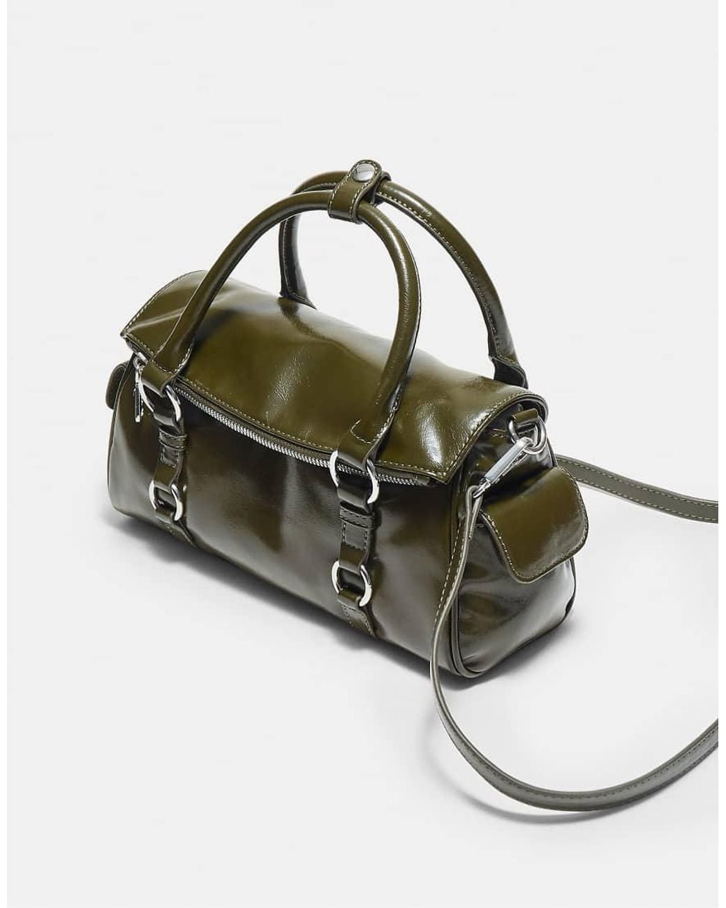 Stradivarius Green Zipped Bowling Bag