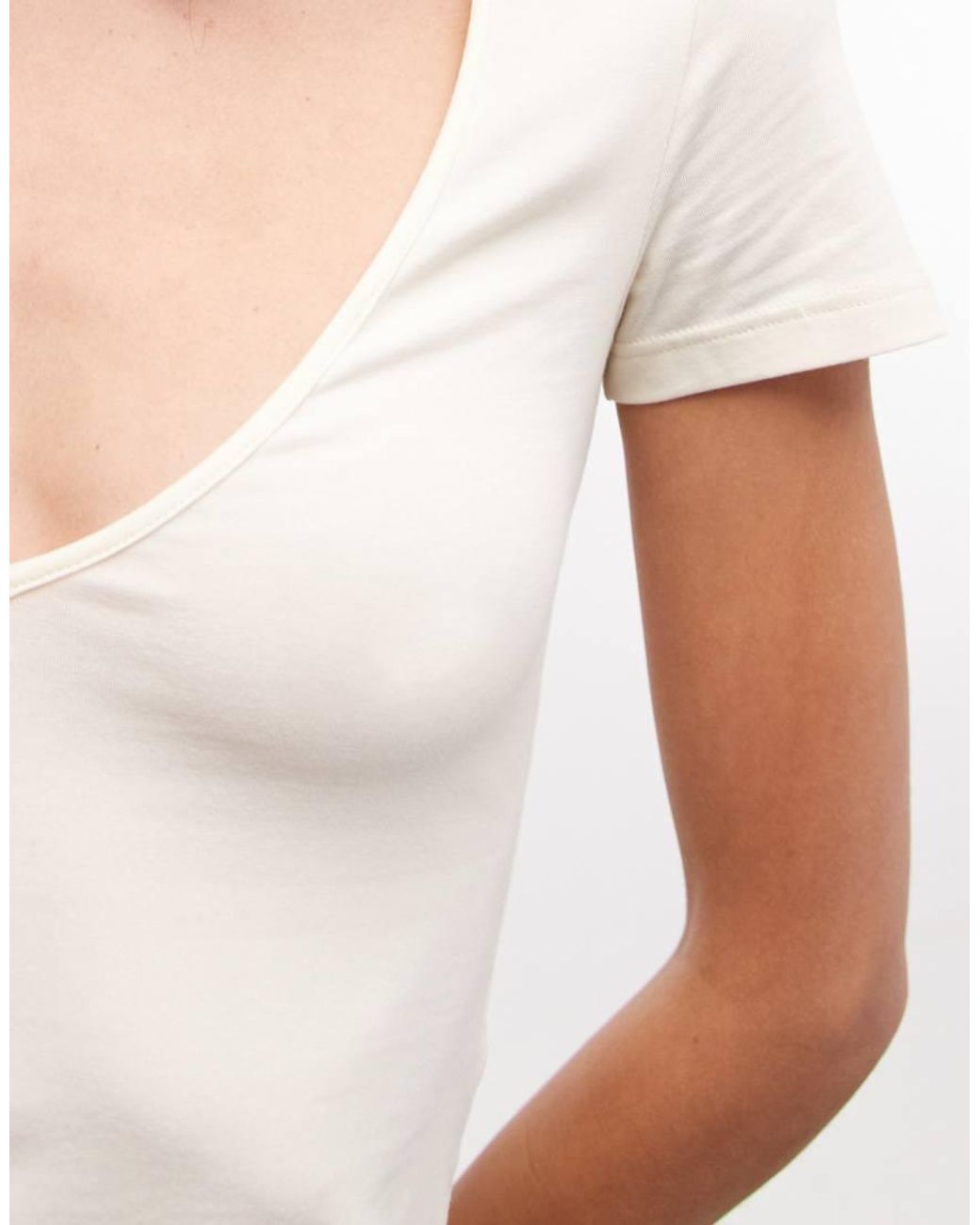 Monki White V-neck T-shirt