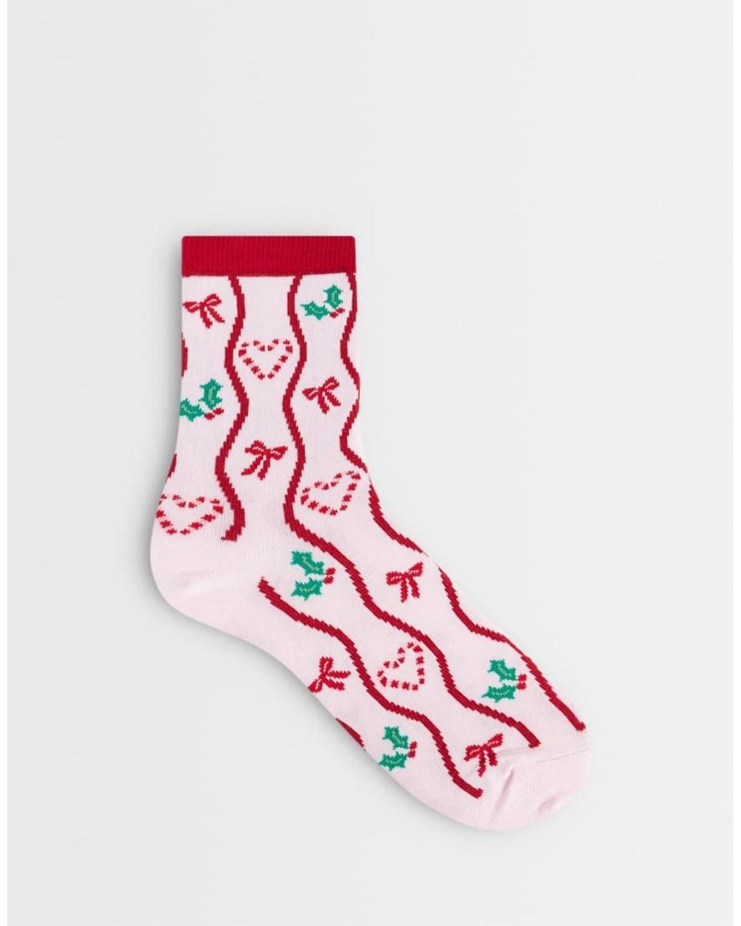 Accessorize Pink Christmas Candy Cane Socks
