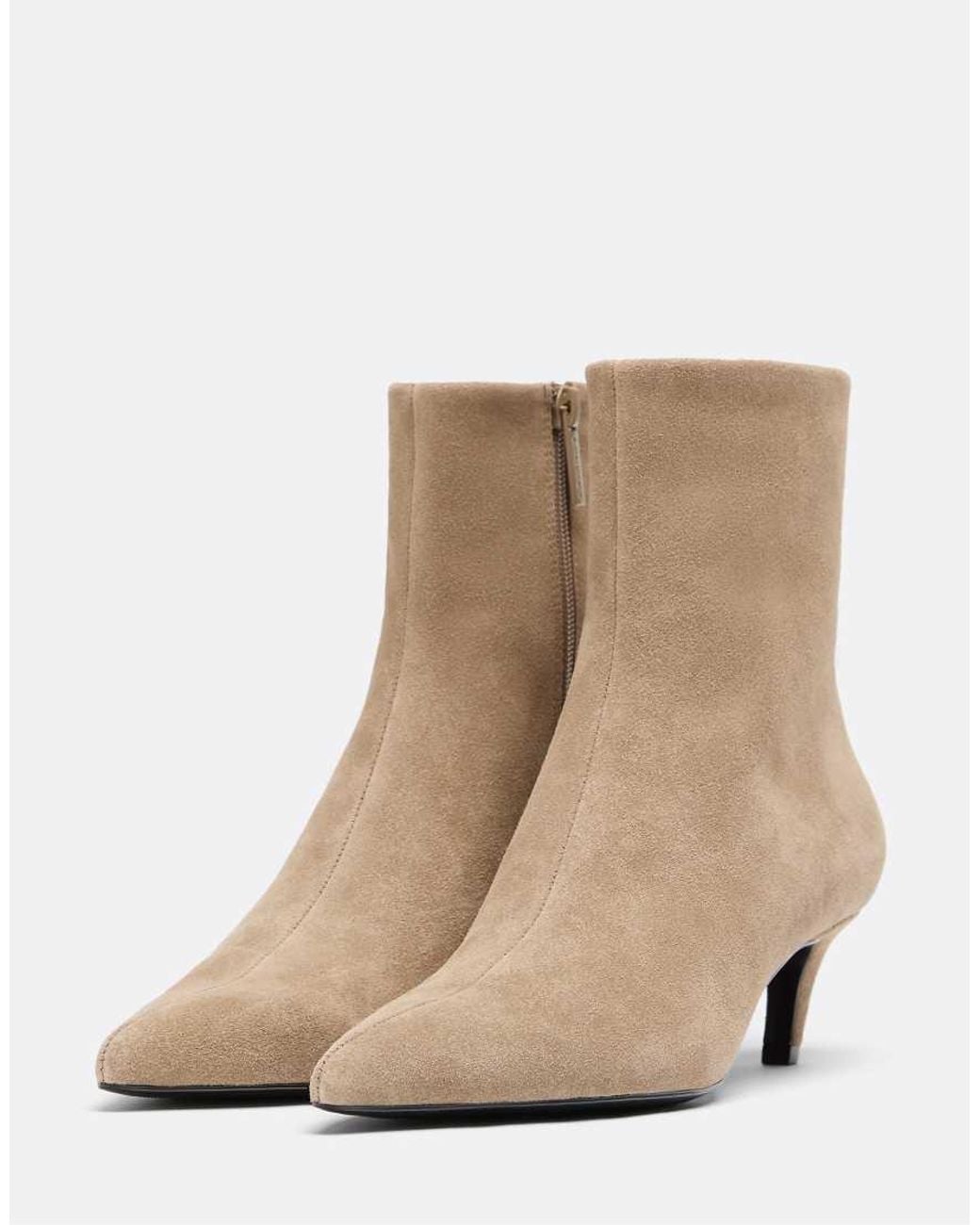 Stradivarius White Kitten Heel Ankle Boots