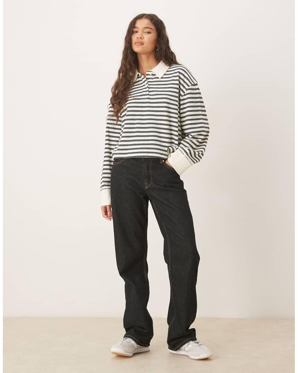 ASOS Gray Textured Rugby Collared Top
