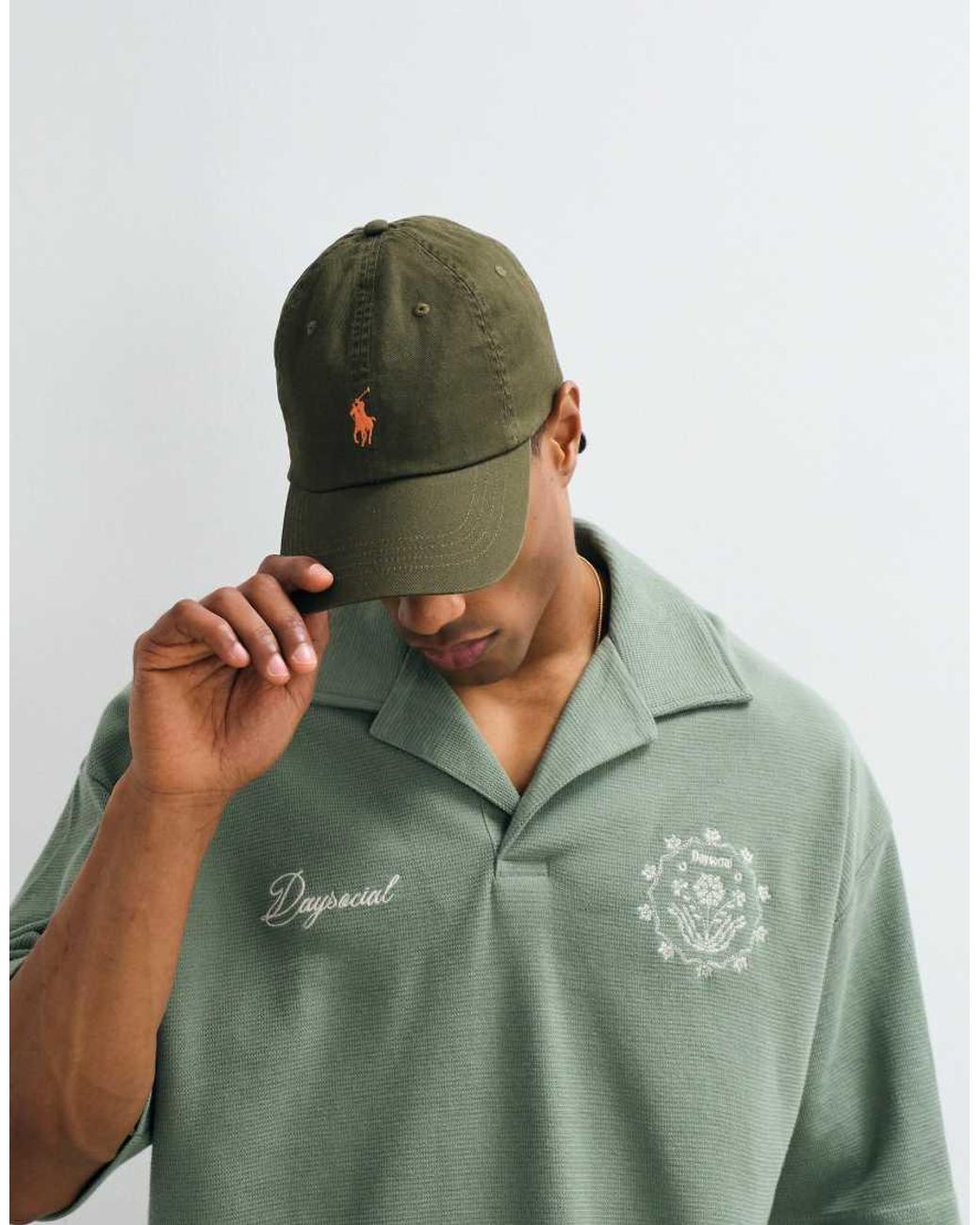 ASOS Green Heavyweight Boxy Oversized Polo With Chest Graphics for men