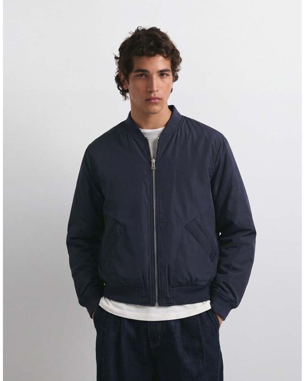 Bomber Imbottito Scuro di Pull&Bear in Blue da Uomo