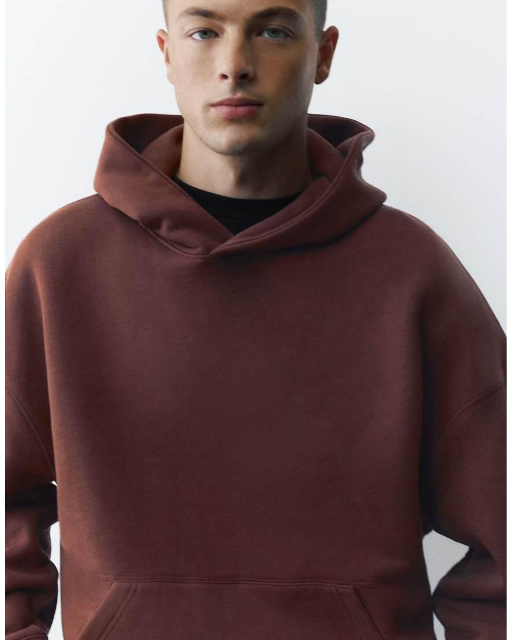 Pull&Bear Red Boxy Fit Hoodie for men