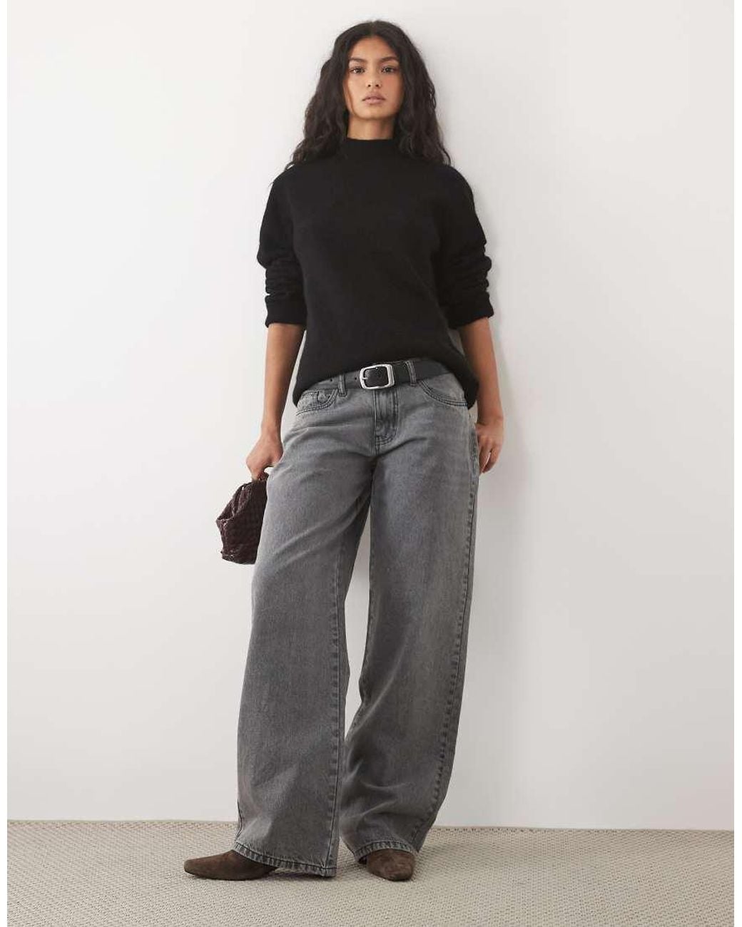 ASOS Black Premium Mohair Blend High Neck Sweater