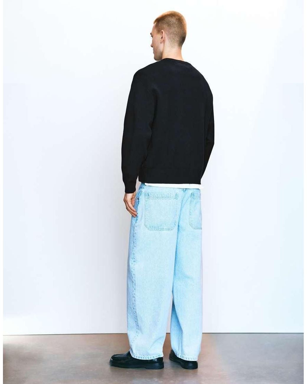 Pull&Bear Black Round Neck Jumper for men