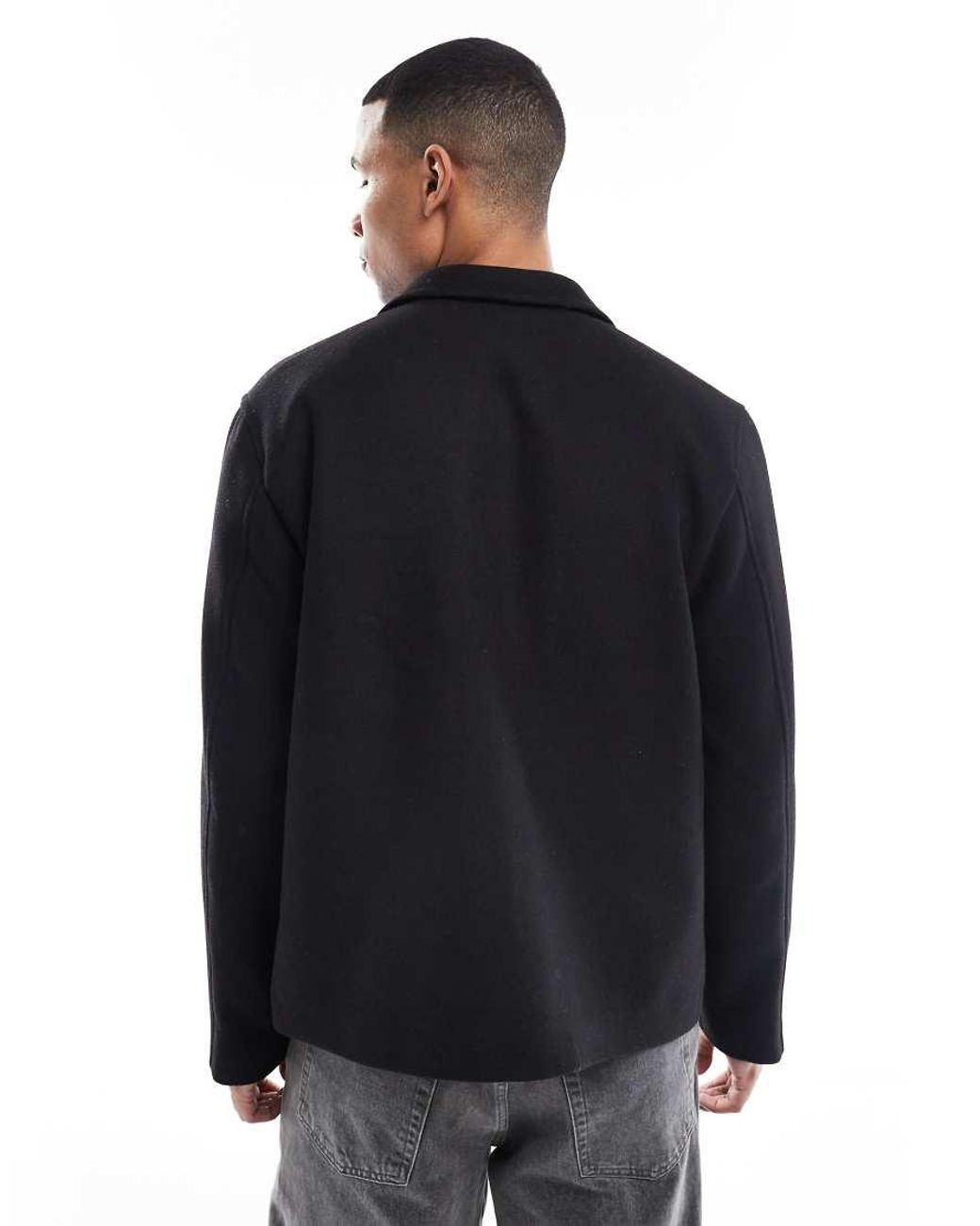 Jack & Jones Blue Boxy Wool Blend Jacket for men