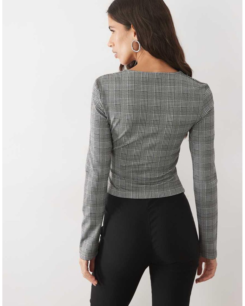 ASOS Gray Brushed Square Neck Long Sleeve Corset Top