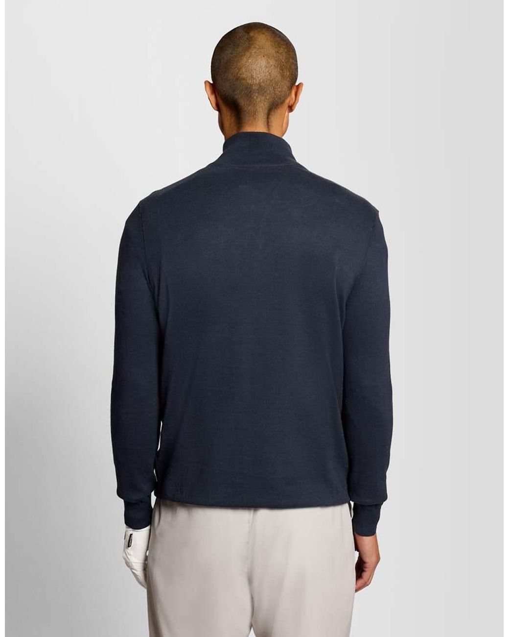 Lyle & Scott Blue Mid Knits Golf Tipped Quarter Zip Jumper for men