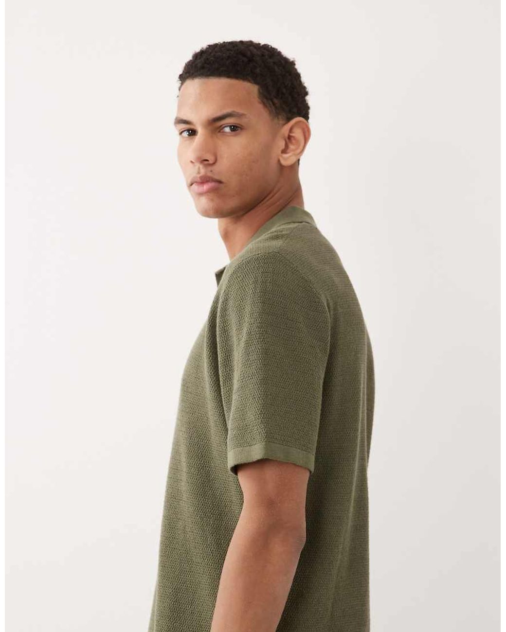 Jack & Jones Green Knit Polo Shirt With Short Sleeves for men