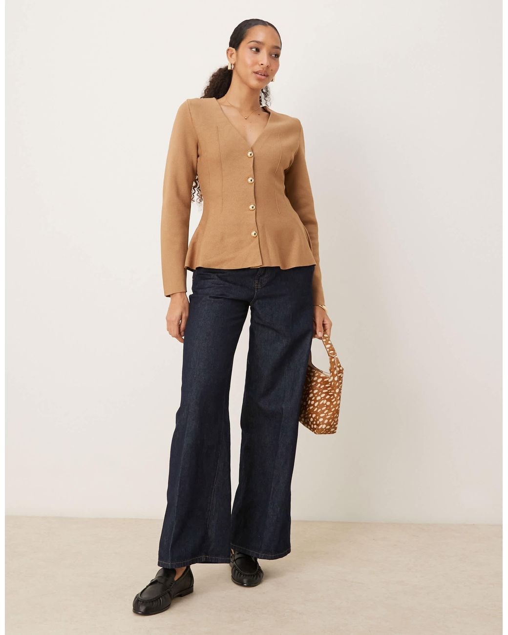 Mango Blue Compact Knit Jacket With Flared Hem