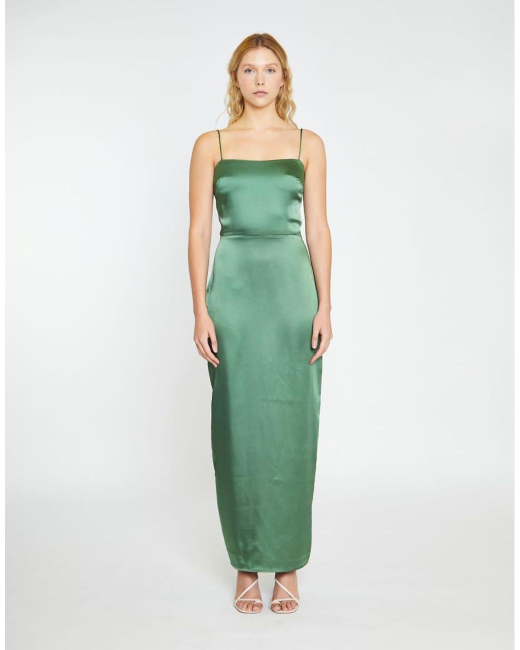 NARRATED Green Spaghetti Strap Midi Dress