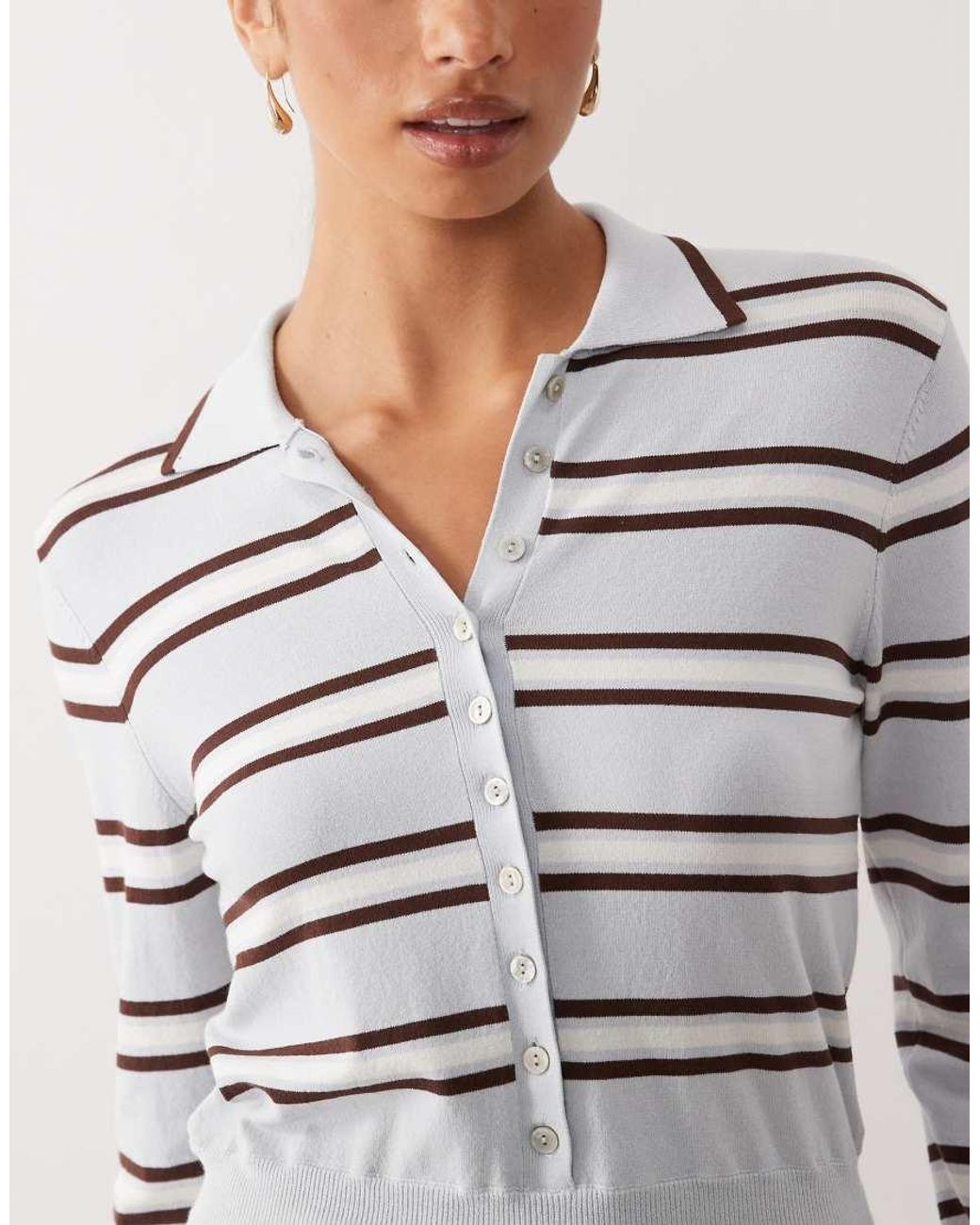 Nobody's Child Gray Fine Knit Long Sleeved Polo Top