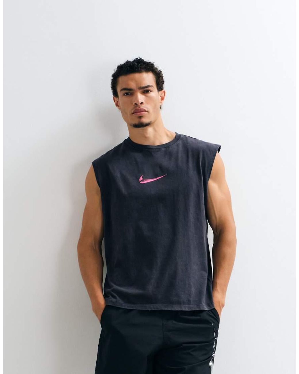 Nike Black Sleeveless Graphic Print Vest for men