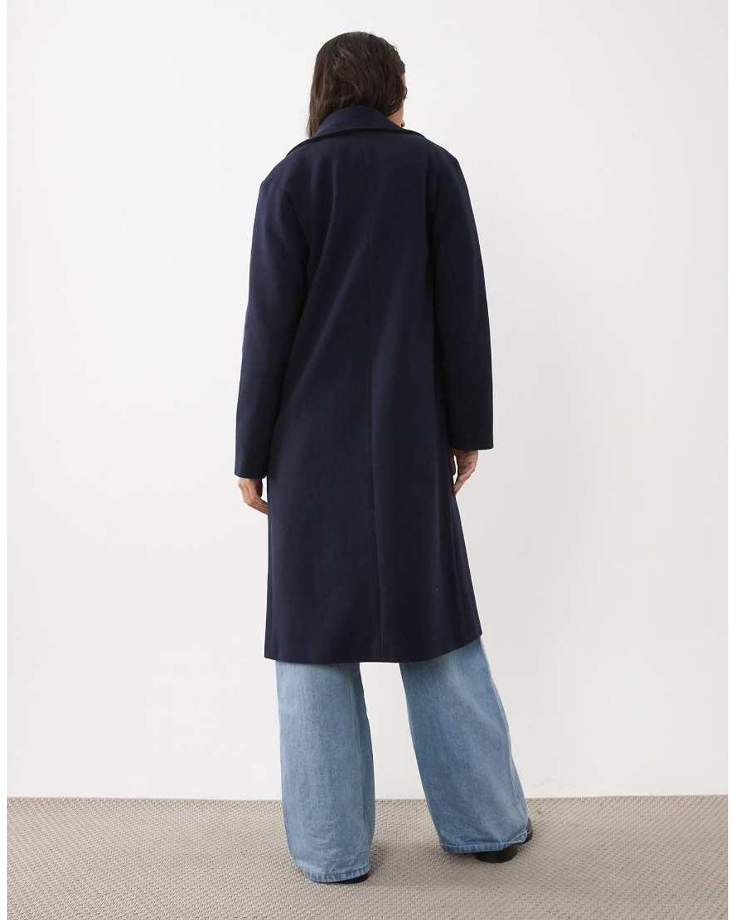 New Look Blue Double Breasted Longline Coat
