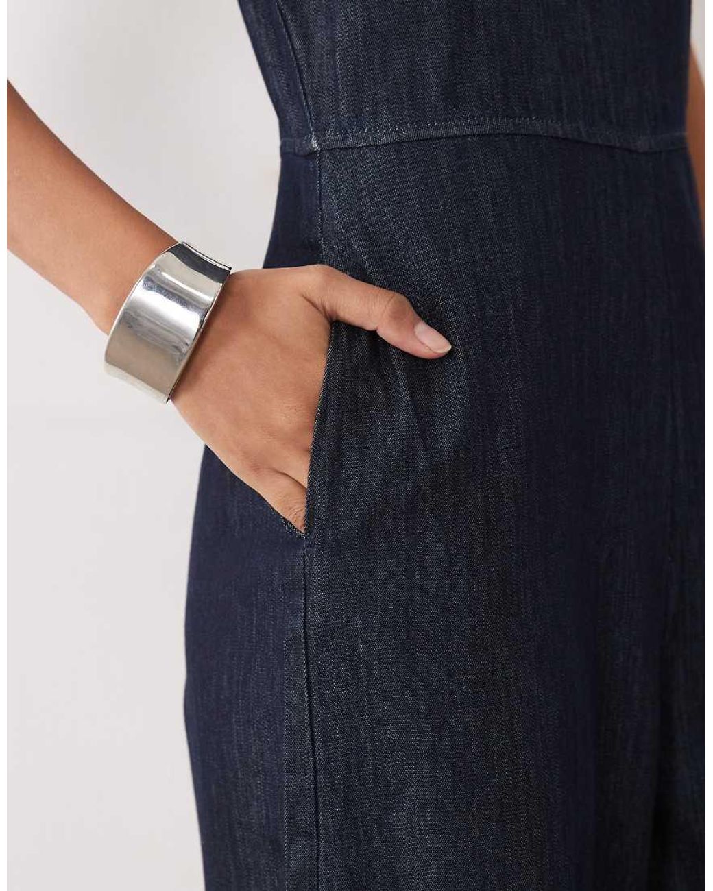 Mango Blue 100% Cotton Denim Jumpsuit