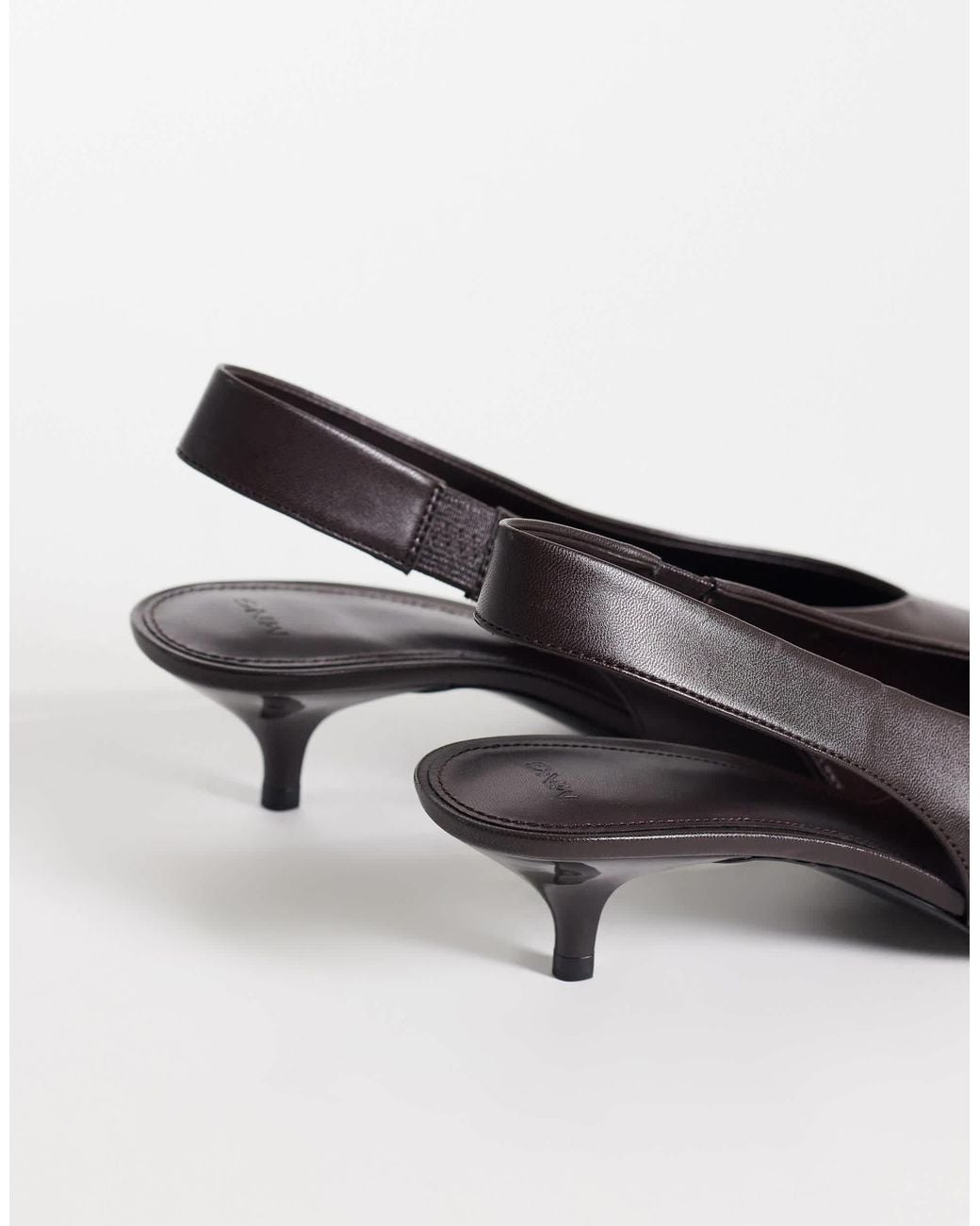 Mango White Slingback Pointed Heeled Shoe