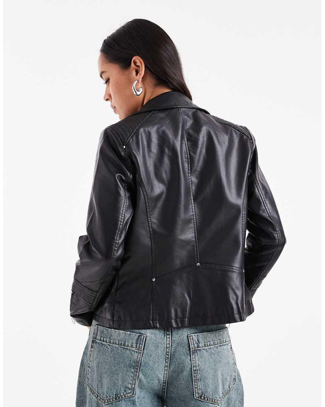 ONLY Black Faux Leather Biker Jacket