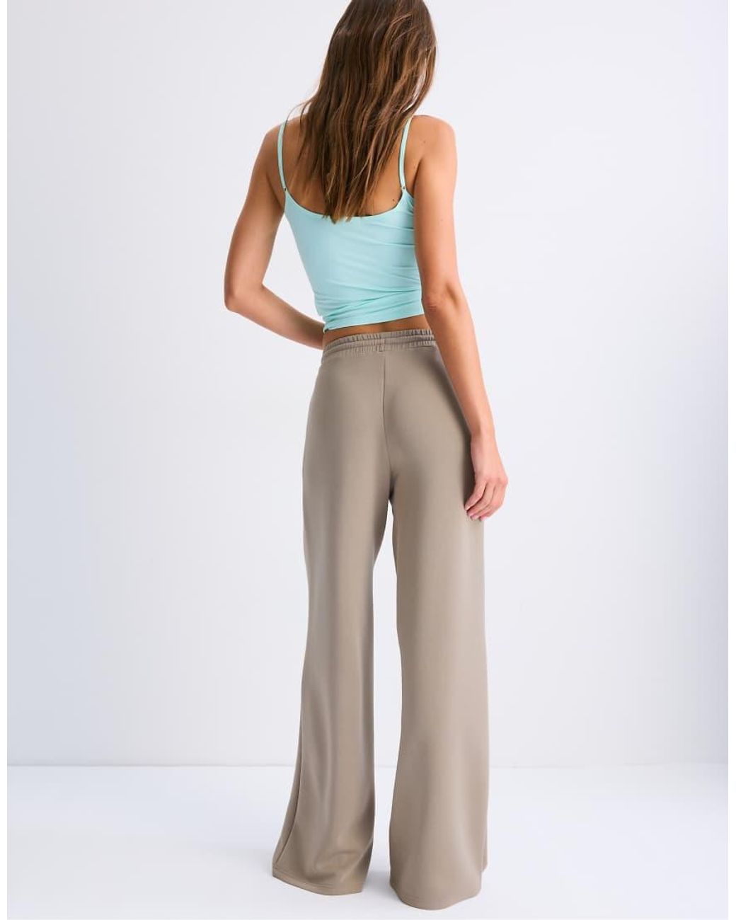Stradivarius White Soft-touch Palazzo Trousers