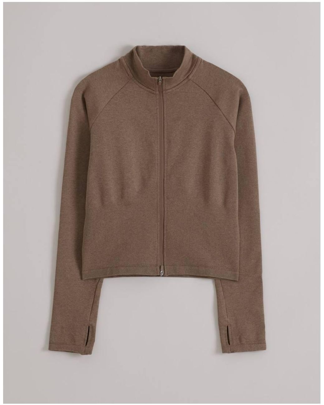 Aim'n Brown Espresso Melange Shape Seamless Zip Jacket