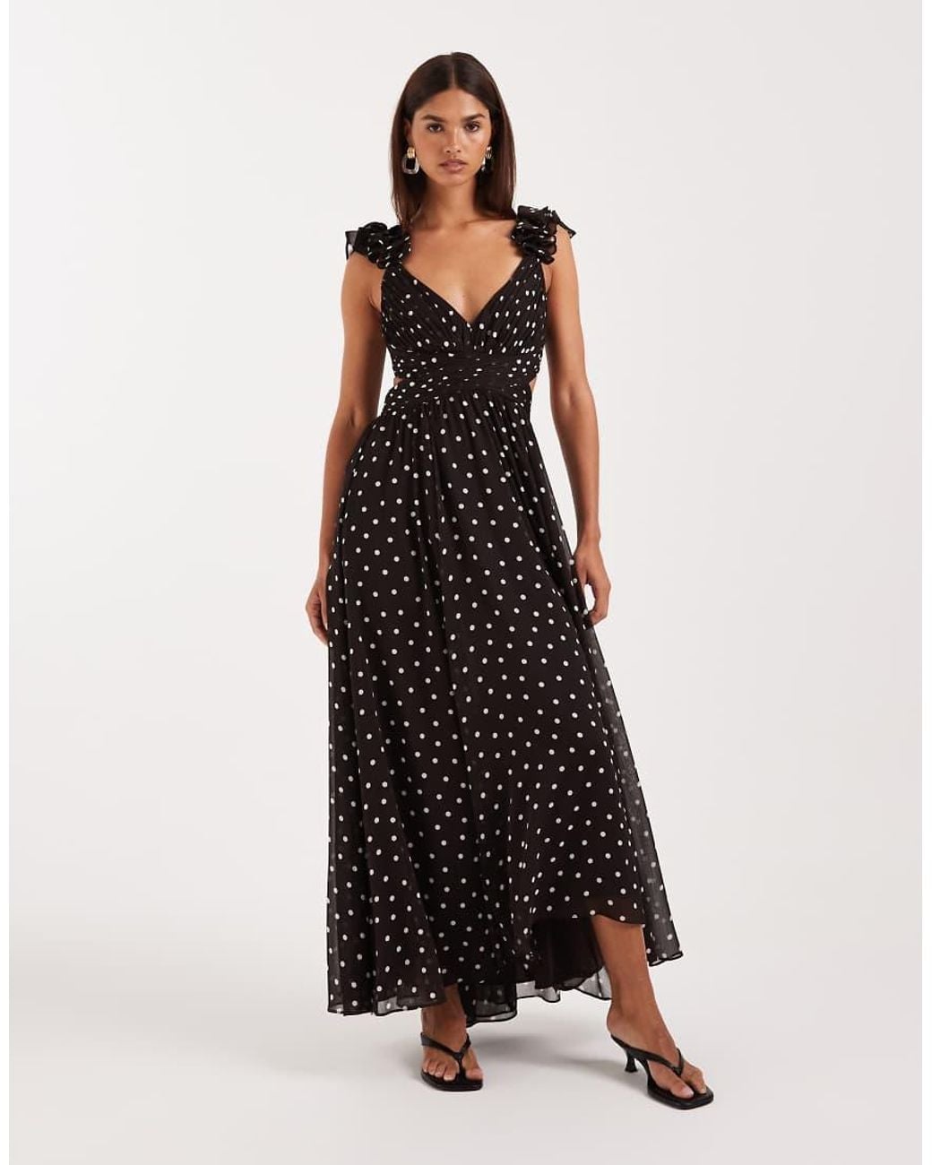 Forever New Multicolor Ruffle Shoulder Midaxi Dress