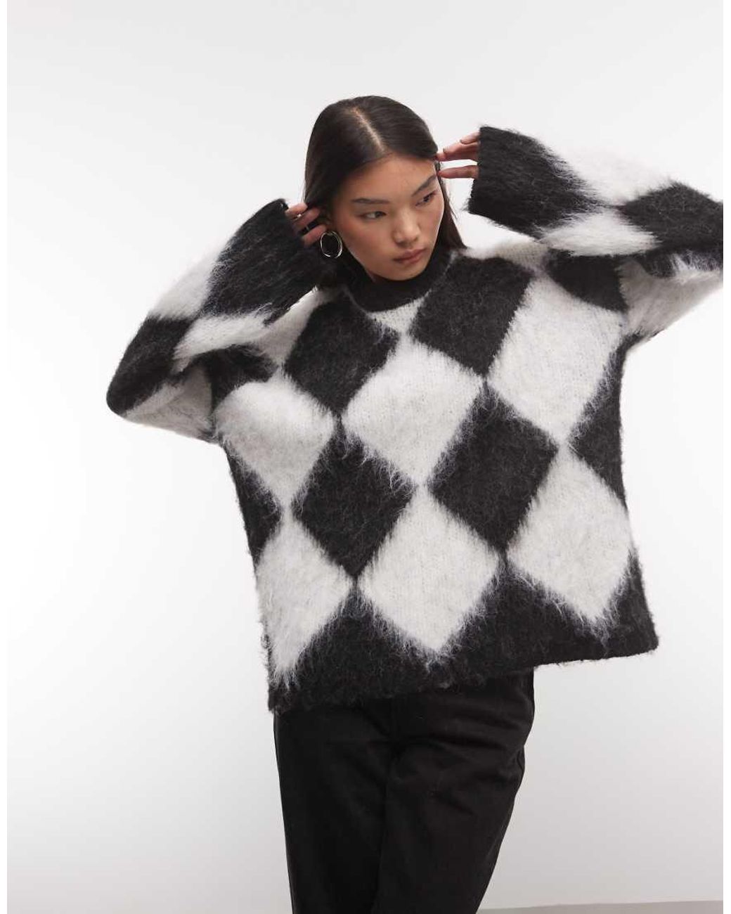 The Ragged Priest Multicolor Oversized Harlequin Fluffy Jumper