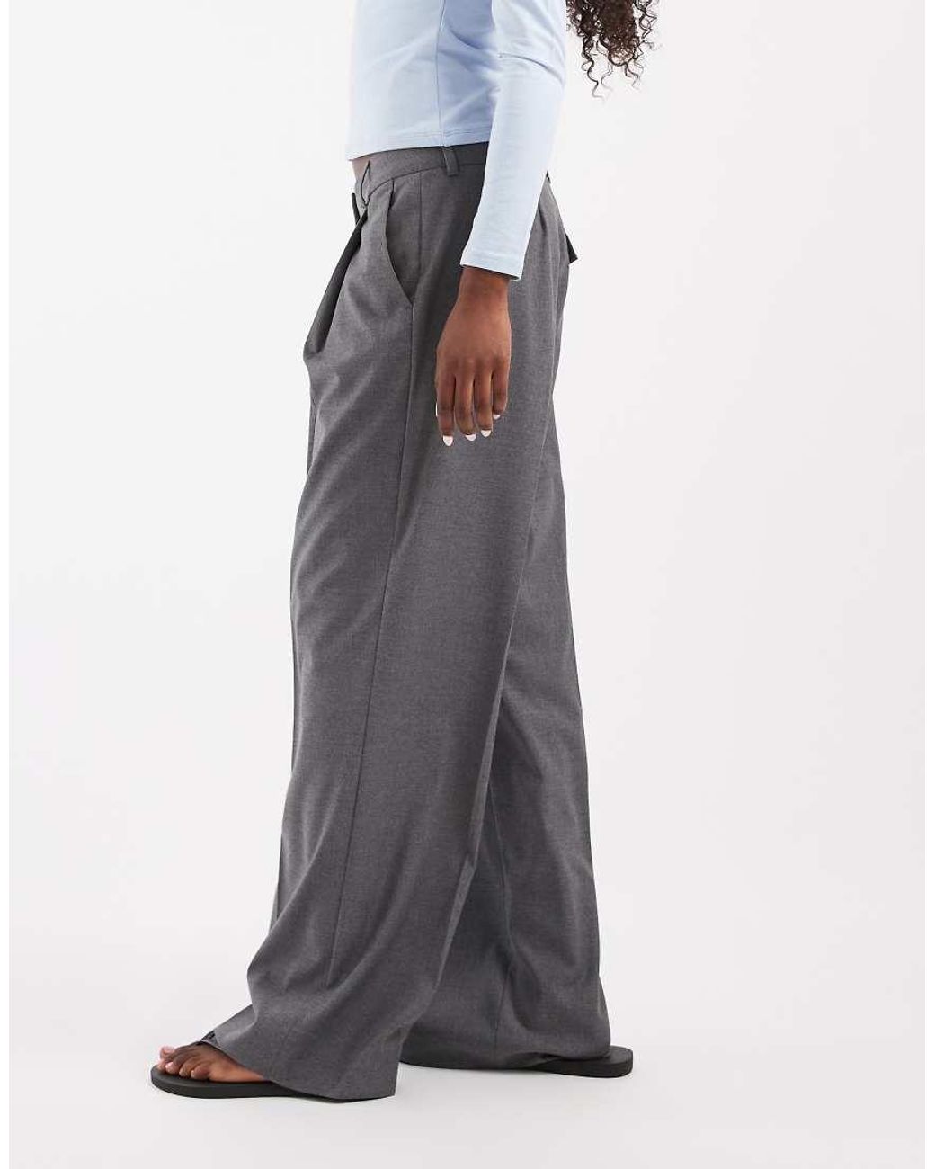 JJXX Gray Low Waisted Wide Leg Tailored Trousers