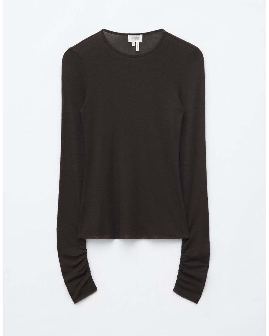 & Other Stories Brown Wool Blend Crew Neck Long Sleeve Top