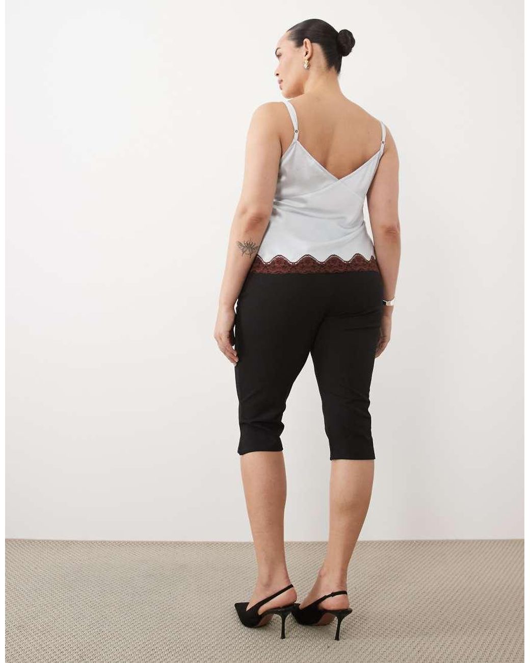 ASOS Natural Asos Design Curve Capri Trousers With Side Split