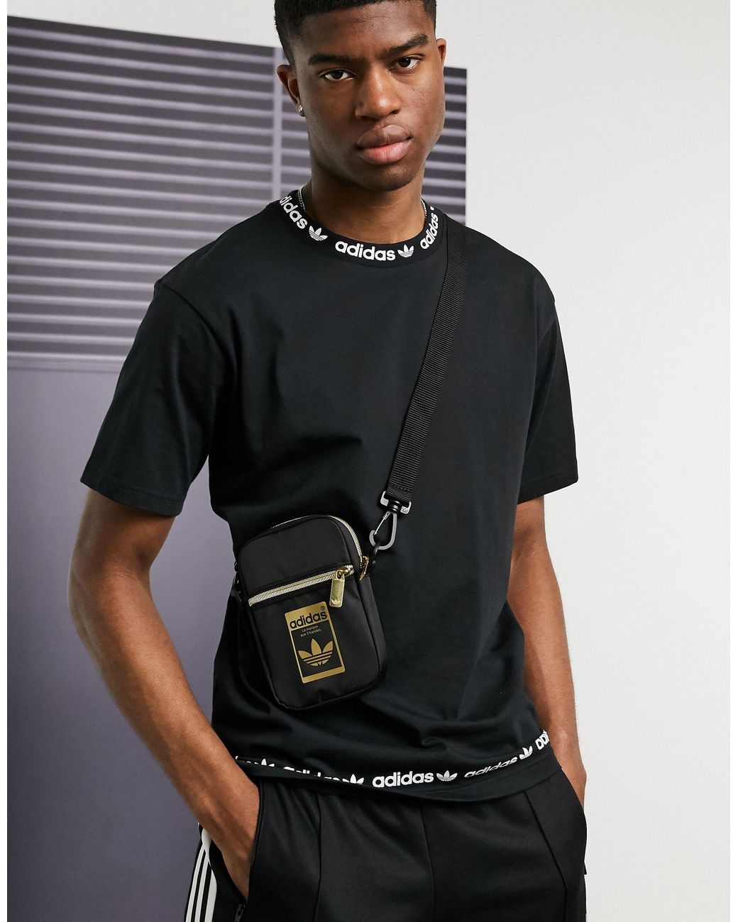 adidas Originals Superstar Flight Bag With Gold Logo in Black for Men ...