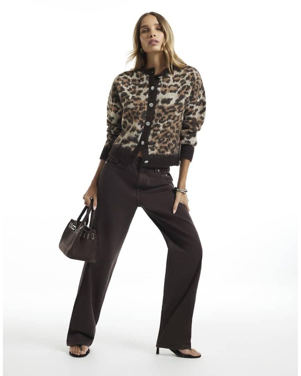River Island Black Leopard Cardigan