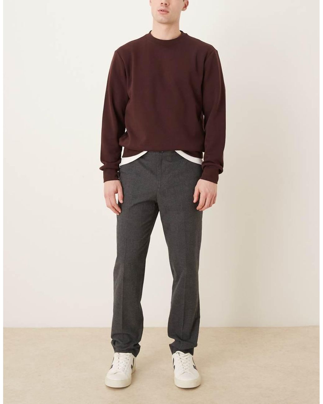 Mango Gray Brest Cotton Rich Straight Tailored Pants for men