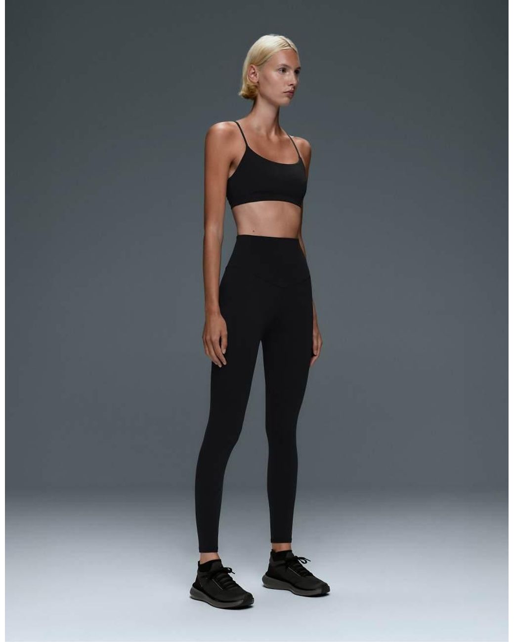 Oysho Black Comfortlux Light-support Sports Bra With Crossover Straps