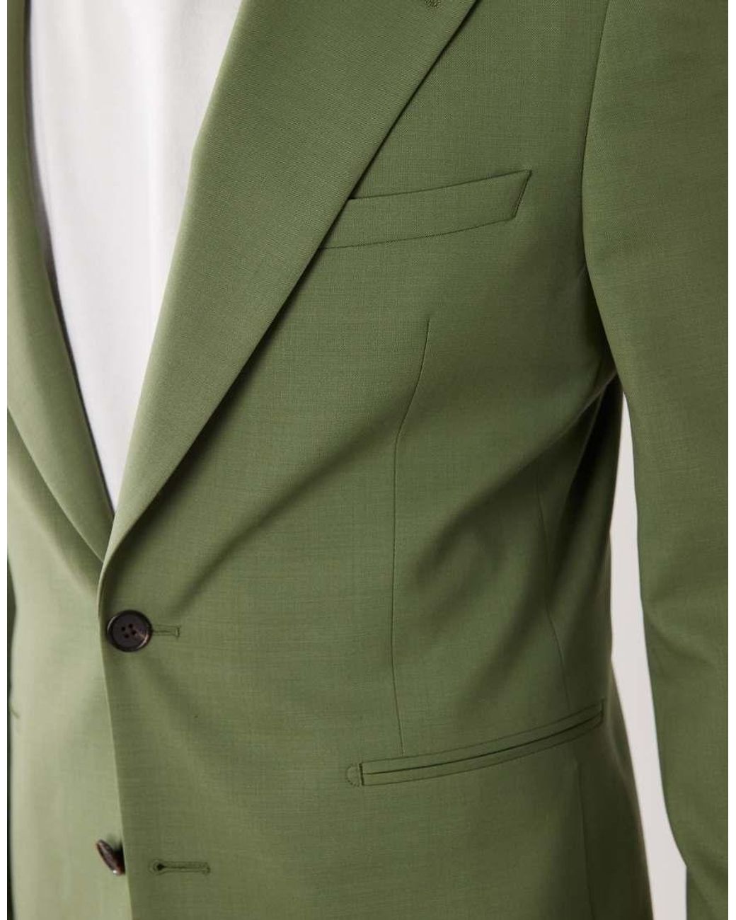 ASOS Green 100% Summer Wool Slim Suit Jacket for men