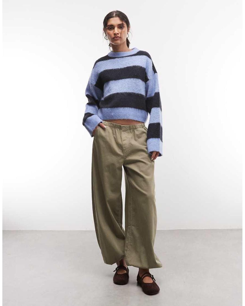 Noisy May Blue Boxy Crew Neck Brushed Knit Jumper