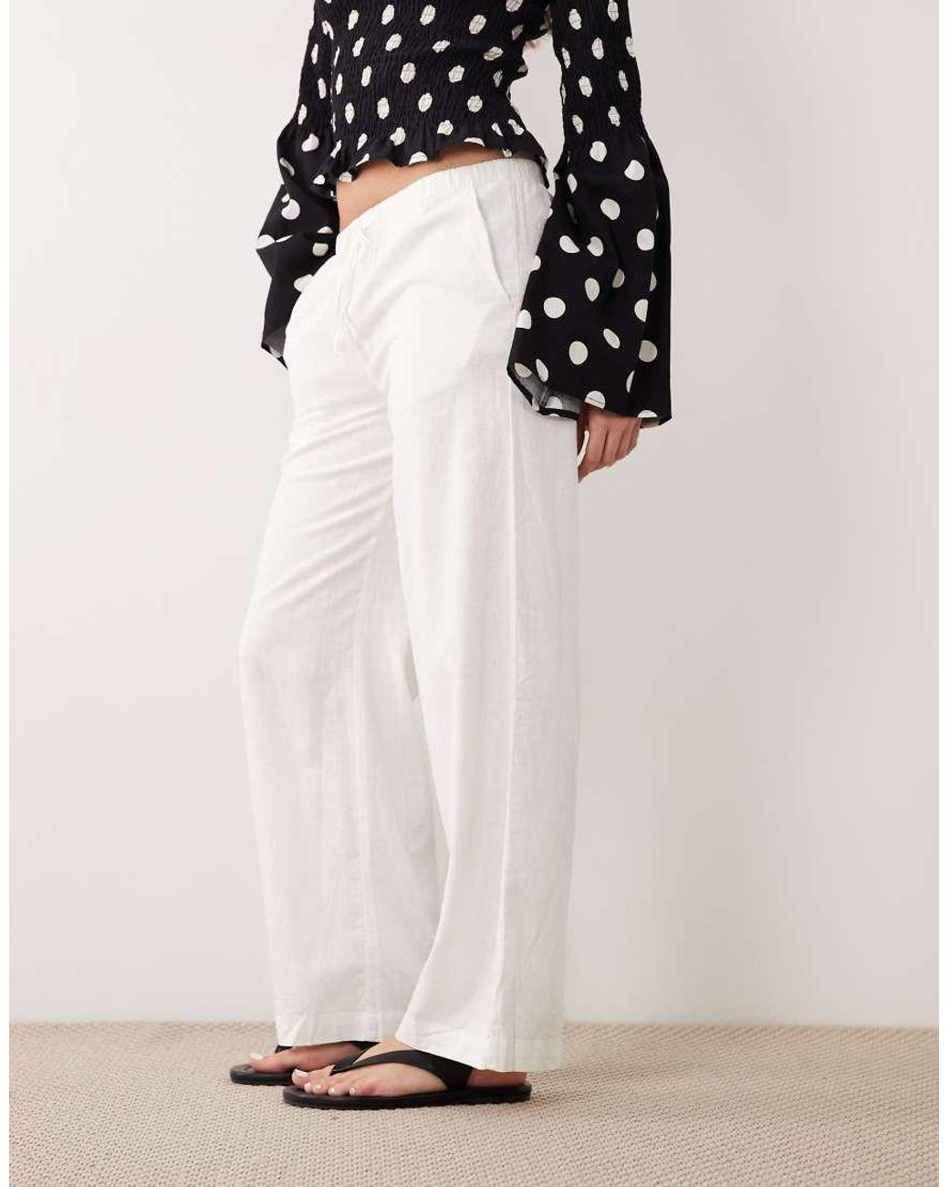 Cotton On White Haven Wide Leg Linen Blend Pant