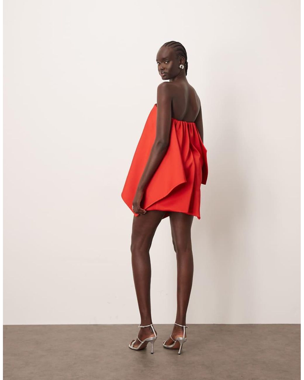 ARRANGE Red Square Cut Bandeau Mini Dress