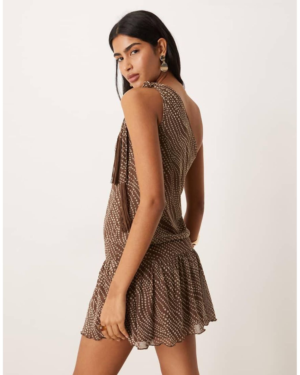 Motel Natural Dyle Abstract Polka Dot Flock Dress