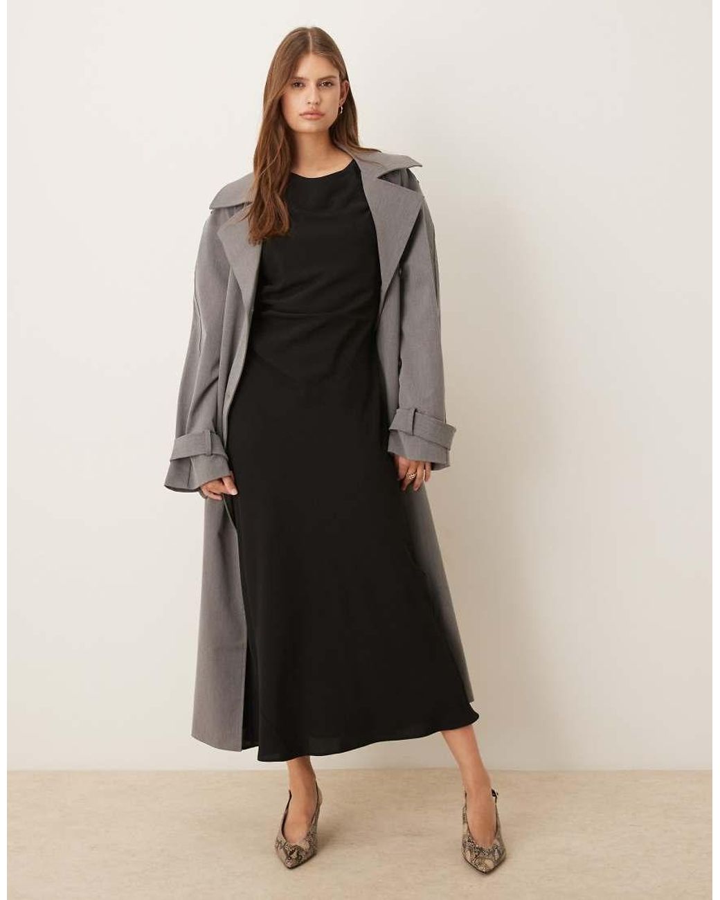 Mango Natural Sleeveless Ruched Side Midi Dress