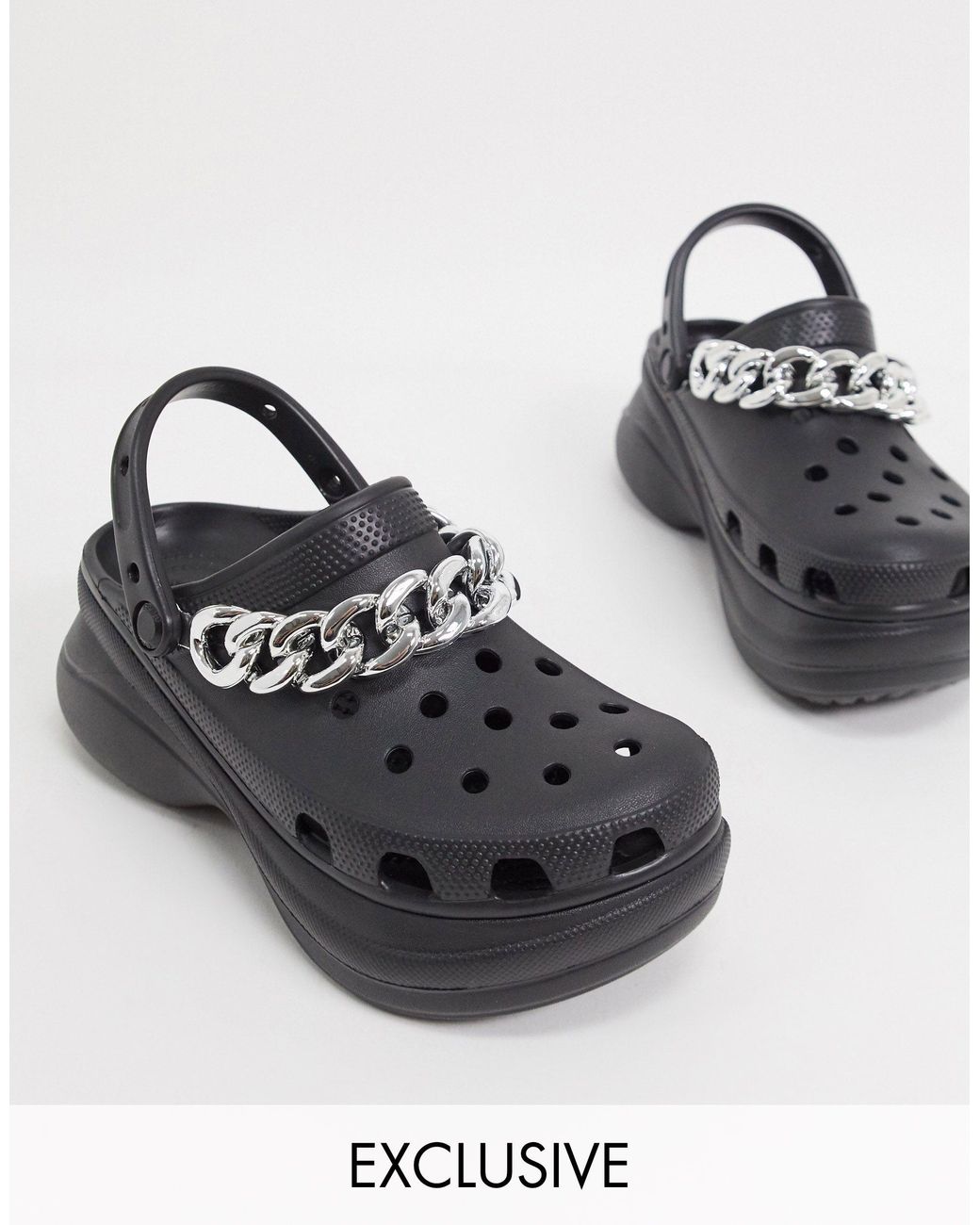 Crocs™ Classic Bae Chain Flatform Clogs in Black | Lyst UK