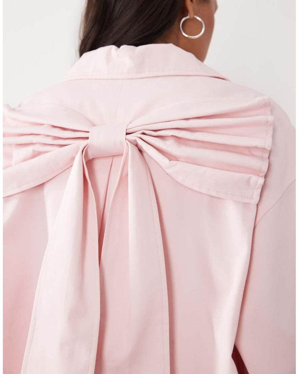 Miss Selfridge Pink Short Length Mac With Bow Back Detail