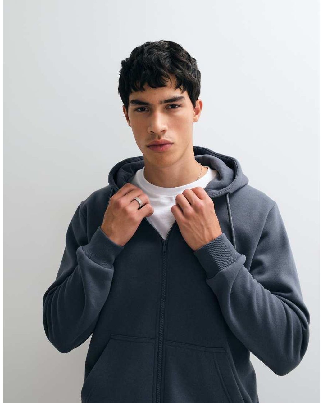 Jack & Jones Blue Oversized Zip Through Hoodie for men