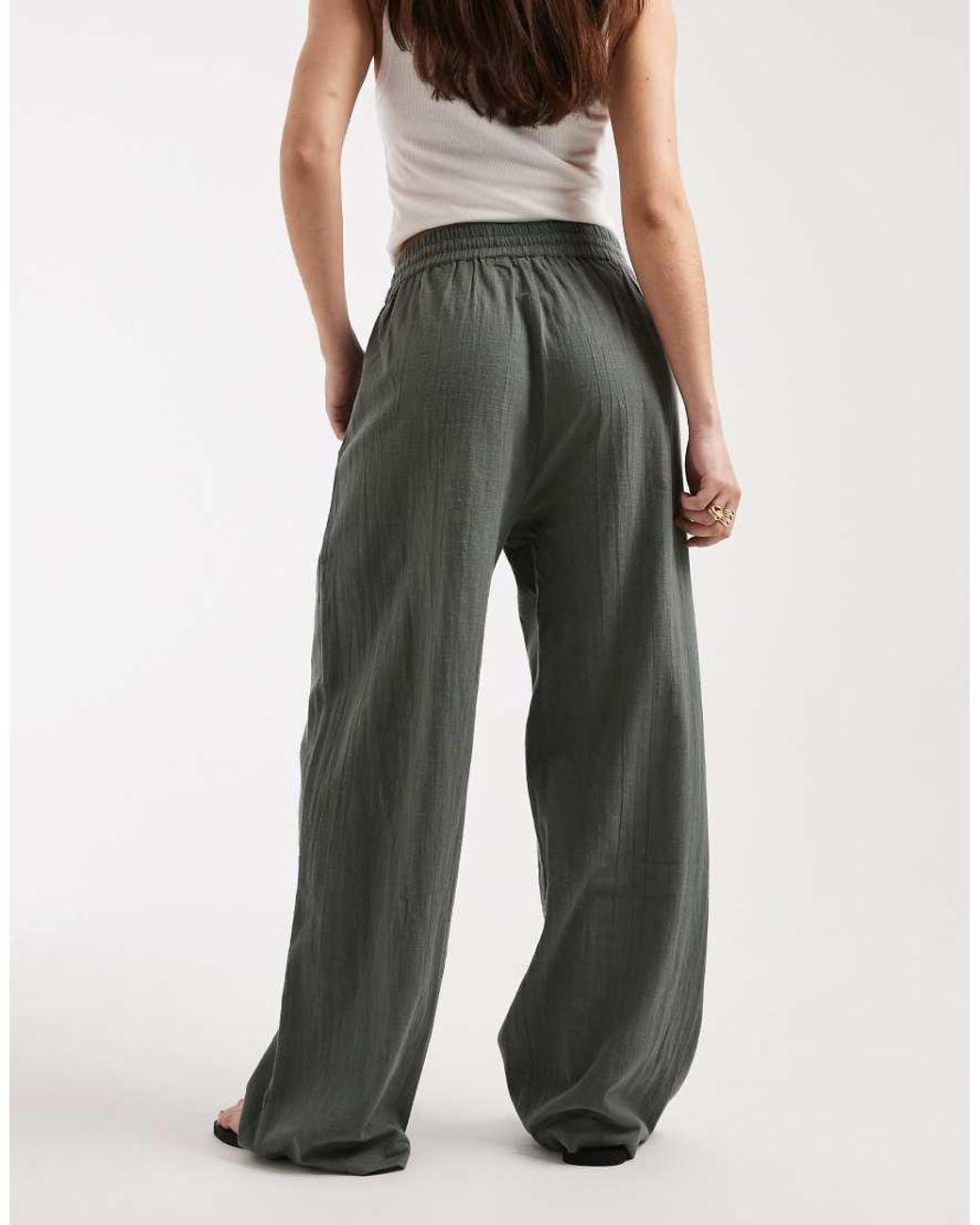 ONLY Blue Wide Leg Linen Look Trousers