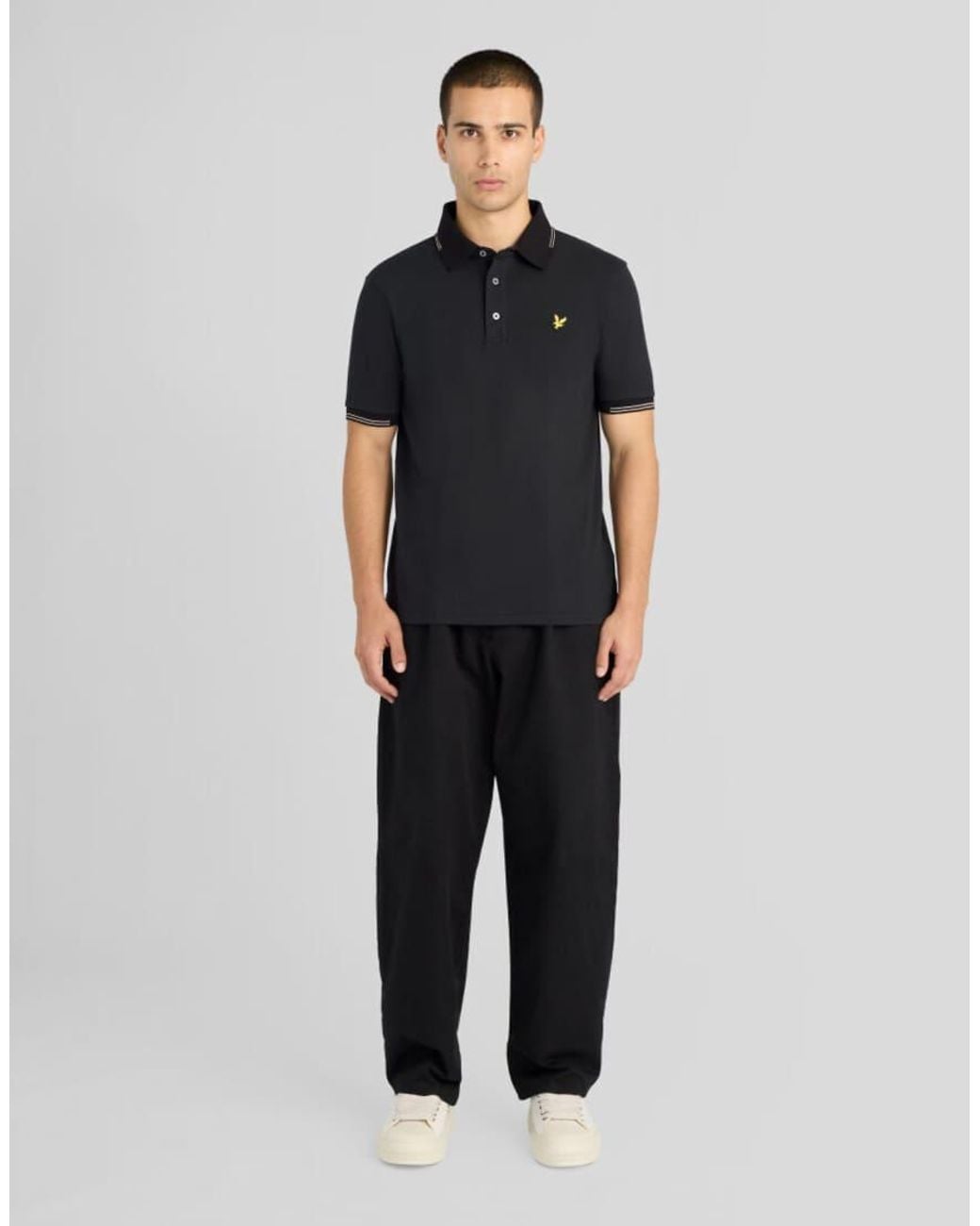 Lyle & Scott Black Ss Polo Shirts Fine Tipped Polo Shirt for men