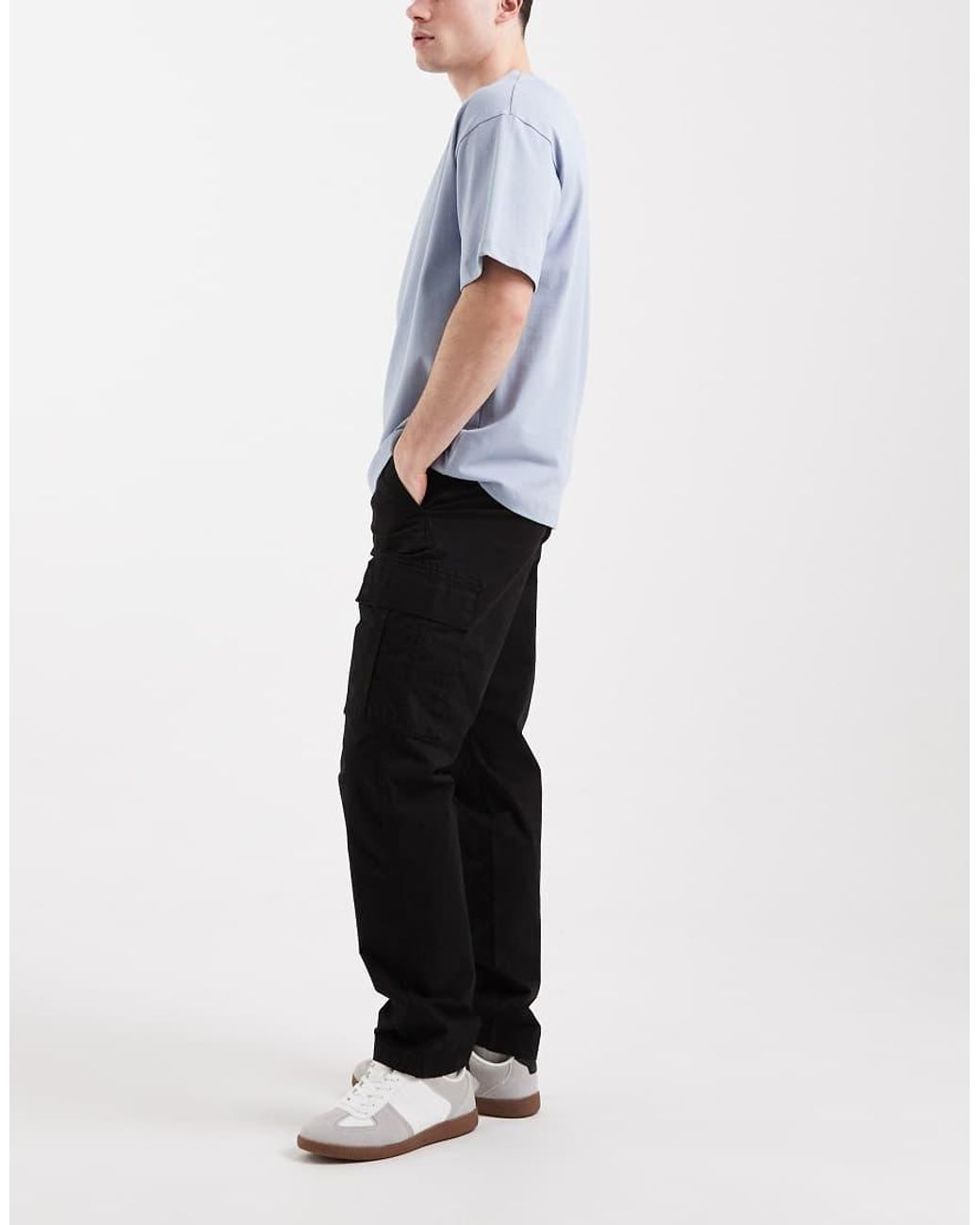 Jack & Jones Black Straight Cargo Trousers for men