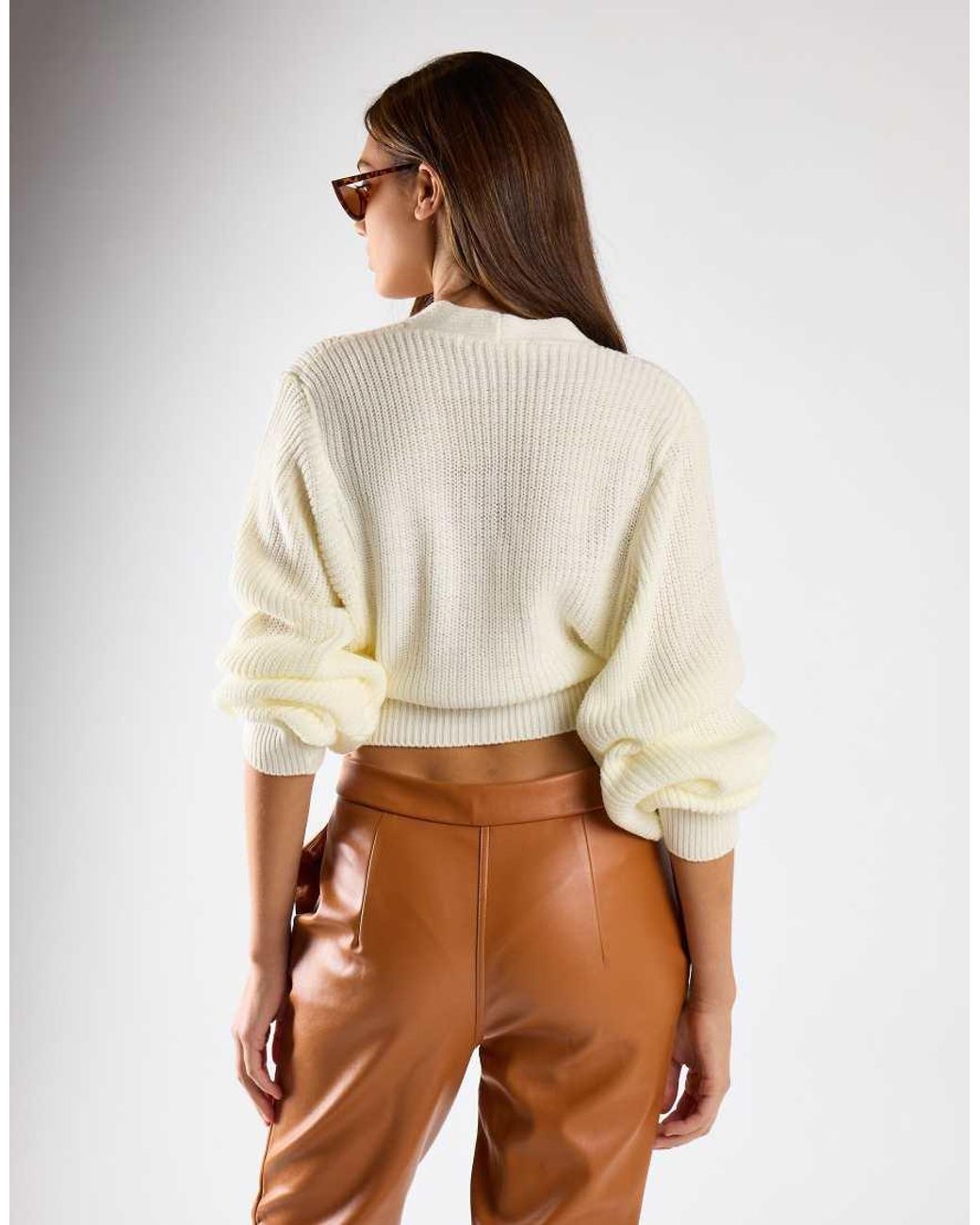 Glamorous Natural Button Front Knit Cardigan