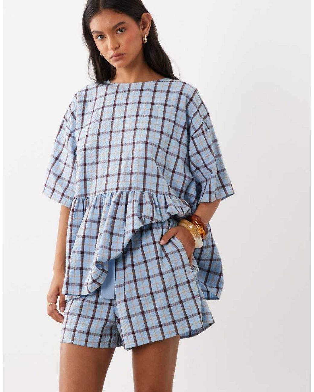 ASOS Blue Tie Waist Pocket Detail Shorts